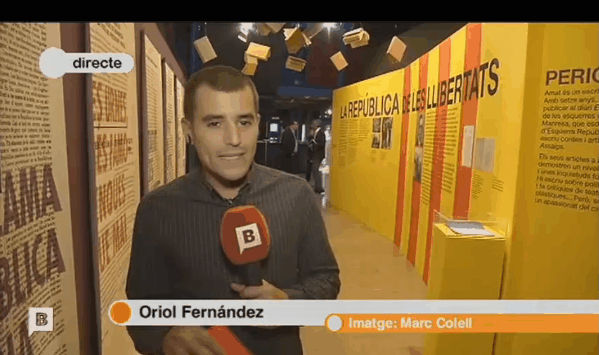 Connexió en directe de Barcelona TV, minuts abans de la inauguració de l’exposició