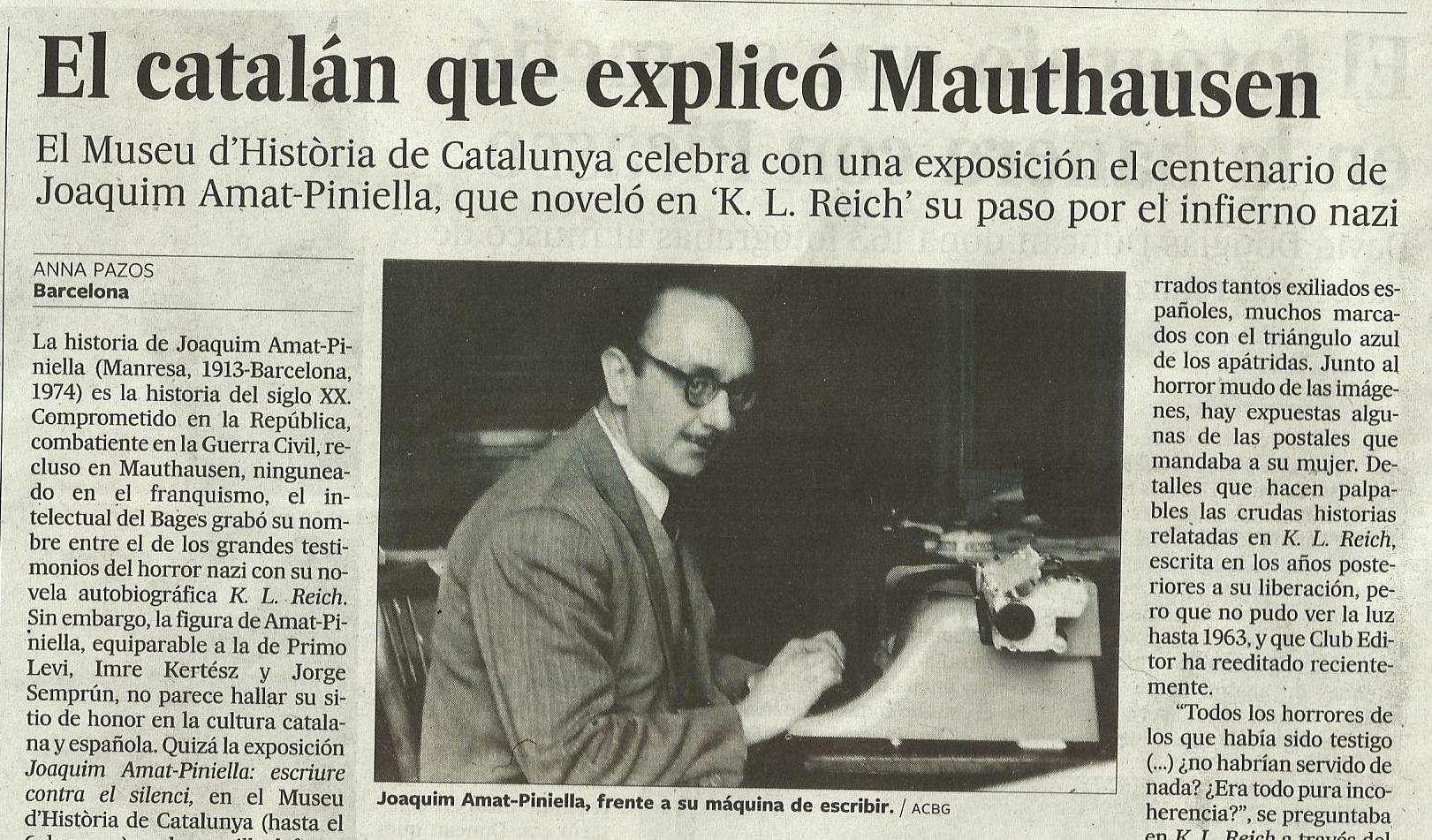“El País” informa de l’exposició sobre “el català que explicà Mauthausen”